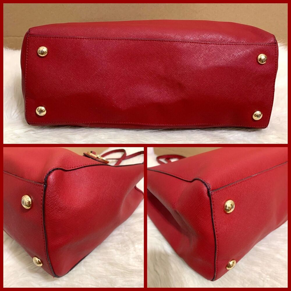 MICHAEL KORS Red Saffiano Leather Divided JET SET Travel Tote - Picture 9 of 16